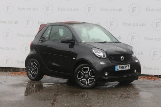 A 2019 SMART FORTWO CABRIO 60kW EQ Prime Premium Plus 17kWh 2dr Auto [Leather, Heated Steering Wheel, Parking Sensors, Ambient Lighting, Heated Seats, Sat Nav, Rear Camera, Wint