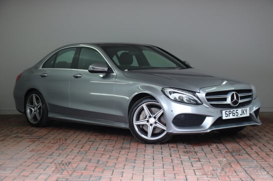 A 2015 MERCEDES-BENZ C CLASS C300h AMG Line Premium 4dr Auto [LED daytime running lights, DAB Digital radio, Hill start assist, Electric front sliding and fixed rear panoramic gla