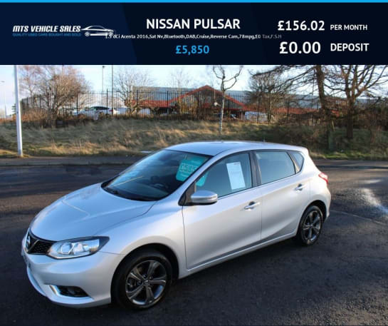A null NISSAN PULSAR 1.5 dCi Acenta 2016,Sat Nav,Bluetooth,DAB,Cruise,Reverse Cam,78mpg,£0 Road