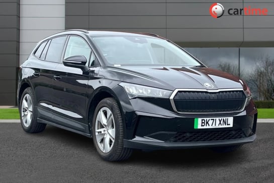 A 2021 SKODA ENYAQ IV 60 5d 177 BHP Wireless Smartphone Integration, Satellite Navigation, Leather Interior, 13in Touchscreen, Bluetooth Black Magic 19in Alloys