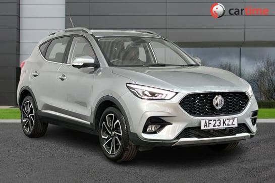 A 2023 MG MG ZS 1.0 EXCLUSIVE T-GDI 5d 110 BHP Heated Seats, 10-Inch Touchscreen, Blind Spot Monitoring, 360 Degree Camera, Keyless Entry Monument Silver, 17-Inch All