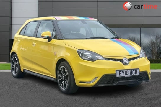 A 2018 MG 3 1.5 STYLE PLUS VTI-TECH 5d 106 BHP Leather Seats, 16in Alloys, Radio / Bluetooth, Air Conditioning, Rear Park Sensors Hello Yellow, Black leather