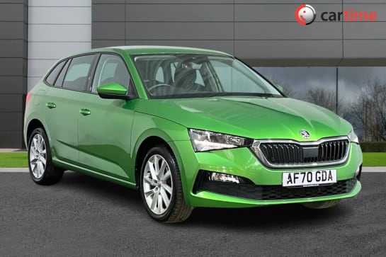 A 2020 SKODA SCALA 1.5 SE L TSI DSG 5d 148 BHP 8in Satellite Navigation, Rear Parking Sensors, Apple CarPlay / Android Auto, DAB / Bluetooth, 17in Alloys Metallic Green,