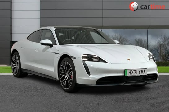 A 2021 PORSCHE TAYCAN 4S (93KWH) 4d 563 BHP Â£10,000 Upgraded Extras, 20in Alloys, LED Matrix Headlights, Panoramic Glass Roof, BOSE Surround Sound System White, 20in Alloys