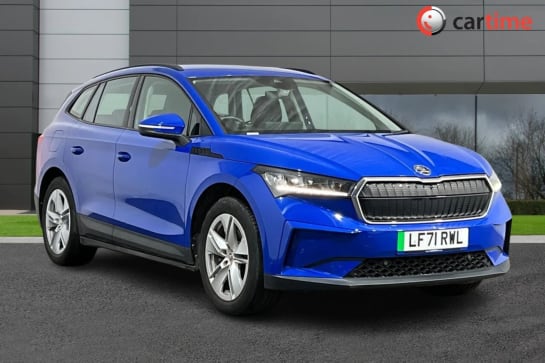 A 2021 SKODA ENYAQ IV 60 5d 177 BHP 13in Touchscreen, Apple CarPlay / Android Auto, Satellite Navigation, Front and Rear Parking Sensors, DAB Radio Energy Blue, 19-Inch All