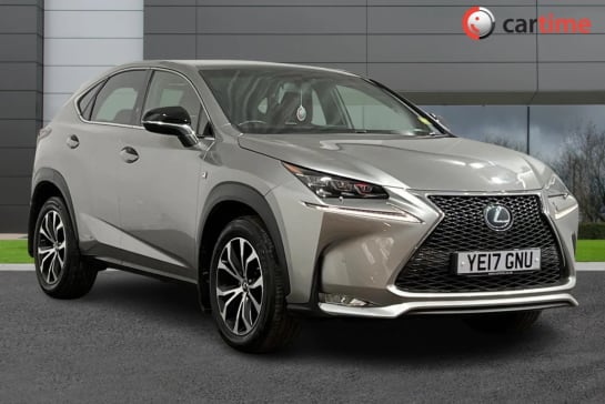A 2017 LEXUS NX 2.5 300H F SPORT 5d AUTO 153 BHP Heated Seats, Satellite Navigation, Powered Tailgate, Privacy Glass, Adaptive Cruise Control Satin Silver, 18-Inch Al