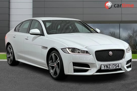 A 2018 JAGUAR XF 2.0 R-SPORT 4d 247 BHP Heated Front Seats, Heated Windscreen, 10-Inch Touchscreen, 360 Park Distance Control, Black Leather Interior Fuji White, 19-In