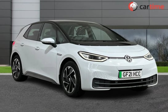 A 2021 VOLKSWAGEN ID3 TECH 5d 202 BHP Wireless App Connect, Parking Sensors, DAB Digital Radio, Bluetooth, 10-Inch Touchscreen Glacier White, 18In Alloy Wheels