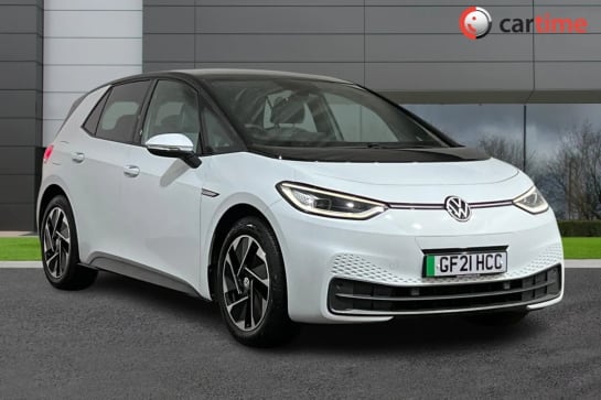 A 2021 VOLKSWAGEN ID3 TECH 5d 202 BHP Wireless App Connect, Parking Sensors, DAB Digital Radio, Bluetooth, 10-Inch Touchscreen Glacier White, 18In Alloy Wheels