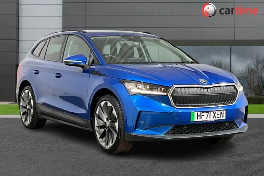 A 2021 SKODA ENYAQ IV 60 5d 177 BHP 13in Touchscreen, Apple CarPlay / Android Auto, Satellite Navigation, Front and Rear Parking Sensors, DAB Radio Energy Blue, 19In Alloy