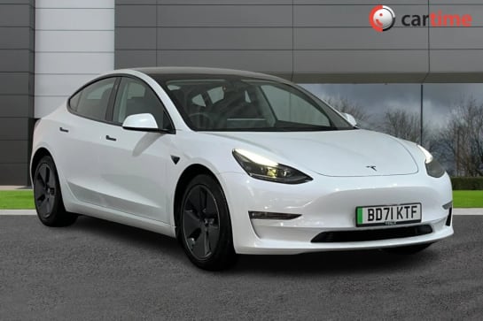 A 2021 TESLA MODEL 3 LONG RANGE AWD 4d 302 BHP Panoramic Roof, Autopilot, Full Black Leather, 15-inch touchscreen display / Sat Nav, Reverse 360 Camera / Front and Rear Pa