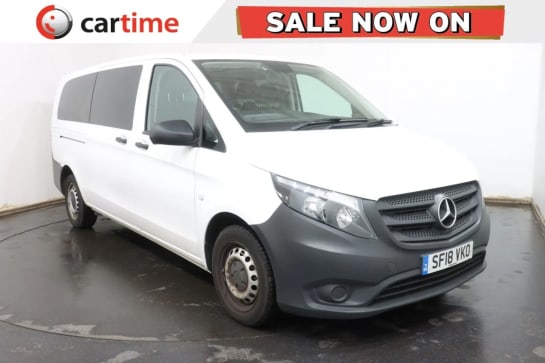 A 2018 MERCEDES-BENZ VITO 2.1 114 BLUETEC TOURER PRO 5d 136 BHP 8 Seater, Bluetooth, 5.8in Display, 16in Steel Wheels, Privacy Glass Polar White, Leatherette Seats