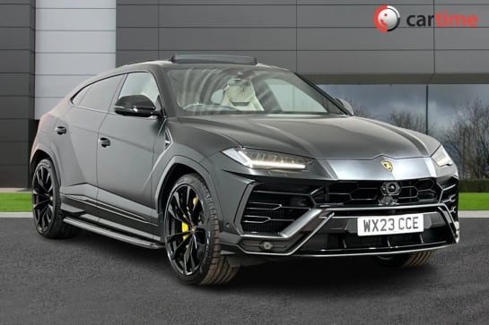 A 2023 LAMBORGHINI URUS 4.0 V8 BiTurbo SUV 5dr Petrol Auto 4WD 650bhp Akrapovic Racing Exhaust, Panoramic Sunroof, Bang & Olufsen, Matt Black Wrap, 23in Taigete Alloys 23in A