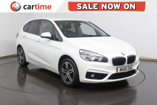 A 2018 BMW 2 SERIES ACTIVE TOURER 2.0 218D SPORT 5d 148 BHP 6.5in Sat Nav, Rear Sensors, DAB / Bluetooth, 17in Alloys, Air Conditioning Alpine White, Cloth Seats
