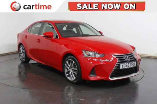 A 2018 LEXUS IS 2.5 300H EXECUTIVE EDITION 4d 179 BHP 8in Satellite Navigation, Heated Leather, DAB / Bluetooth, Parking Sensors, 17in Alloys Fuji Red, Xenons
