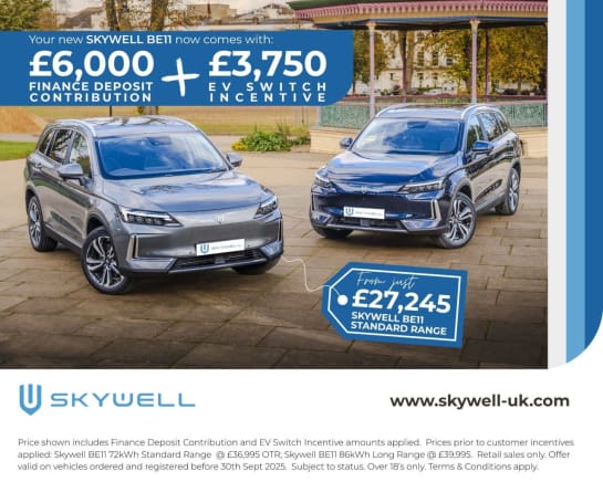 A null SKYWELL BE11 Standard Range 304 Miles (WTLP City) SATNAV 360 Camera & Panoramic Roof