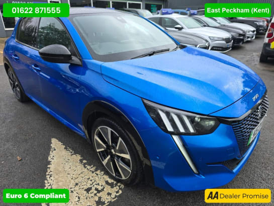 A null PEUGEOT E-208 50kWh GT IN VERTIGO BLUE WITH 12,724 MILES AND A FULL SERVICE HISTORY, 1 OW