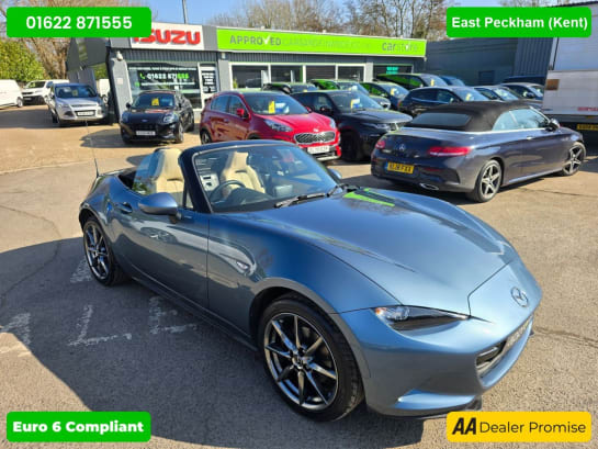 A null MAZDA MX-5 2.0 SKYACTIV-G SPORT NAV CONVERTIBLE IN BLUE WITH 38,300 MILES AND A SERVIC