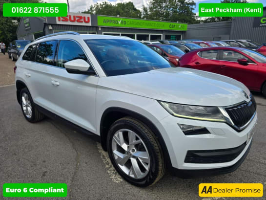 A null SKODA KODIAQ 2.0 TDI Edition SUV in white with 75,000 miles, 3 owners, FSH, ULEZ, automa